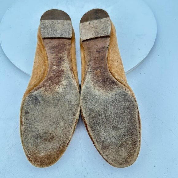 Chloe Scalloped Women Size EU 38 US 8 Brown Leather Slip On Ballet Flat Shoes - Picture 8 of 11